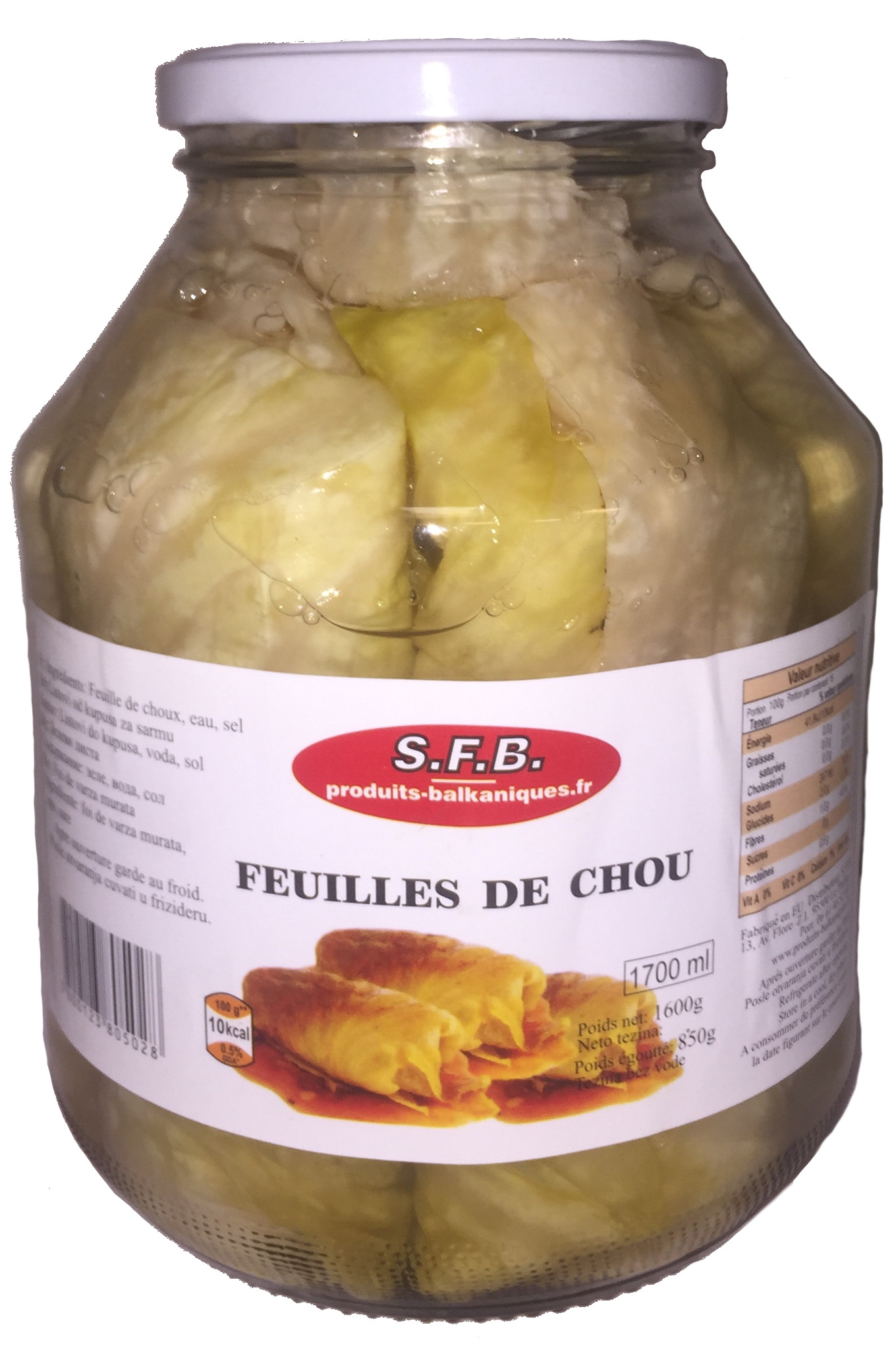 Feuille de choux en bocal 1.7 L SFB